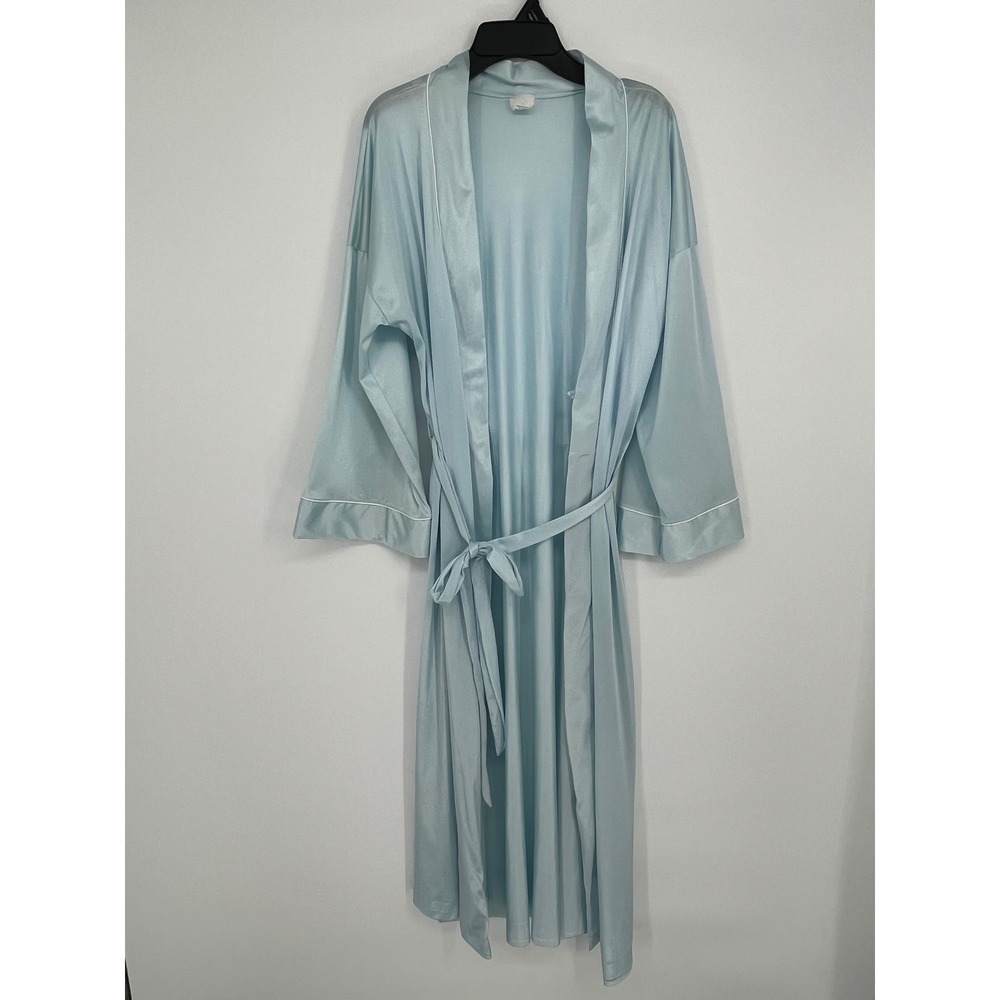 VTG Fantasy Nightwear‎ Janice Lee Nylon Wrap Robe Women M Blue Kimono Retro
USA